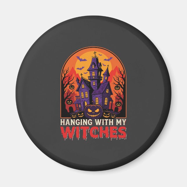 Halloween Laboratorium Monster Pumpa Måne Vektor Magnet (Framsidan)