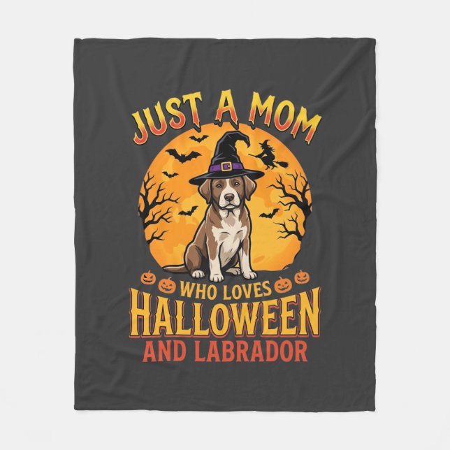 Halloween Labrador Mamma Häxa Hund Design_1 Fleecefilt (Framsidan)