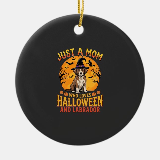 Halloween Labrador Mamma Häxa Hund Design_1 Julgransprydnad Keramik (Framsidan)