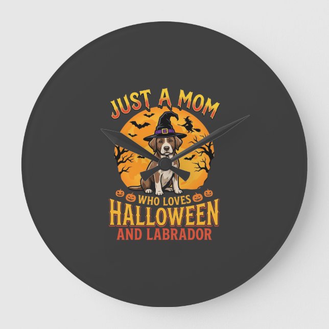 Halloween Labrador Mamma Häxa Hund Design_1 Stor Klocka (Framsida)