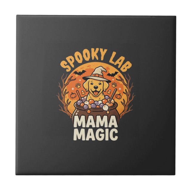Halloween Labrador Mamma Magi Kakelplatta (Framsidan)