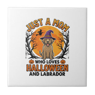 Halloween Labrador Mamma Vintage Hund Design_1 Kakelplatta