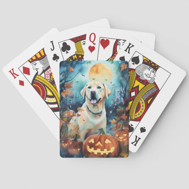 Halloween Labrador med pumpor Casinokort (Baksidan)