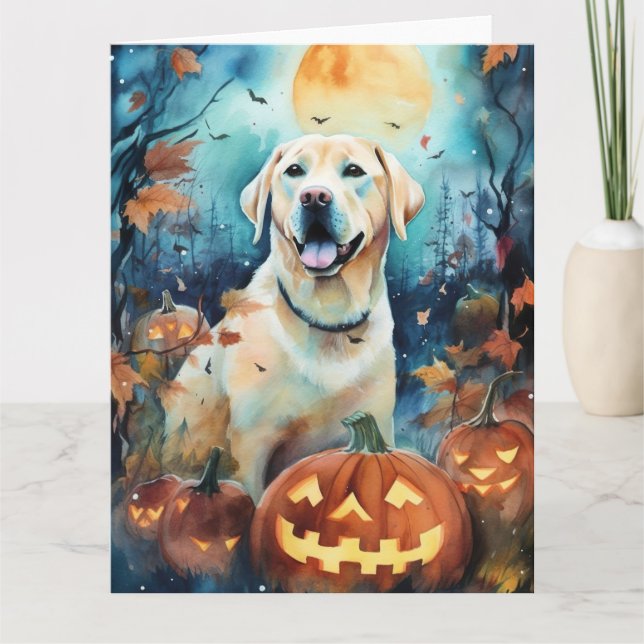 Halloween Labrador med pumpor Kort (Framsida)
