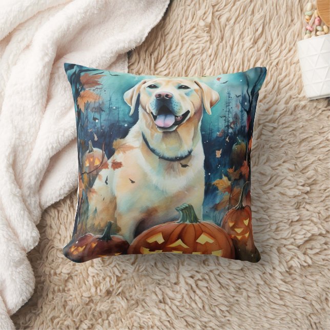 Halloween Labrador med pumpor Kudde (Filt)
