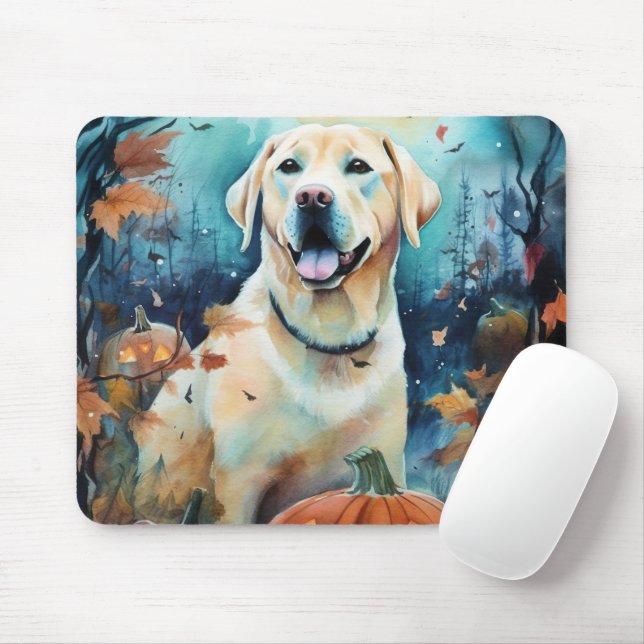 Halloween Labrador med pumpor Musmatta (Med mus)
