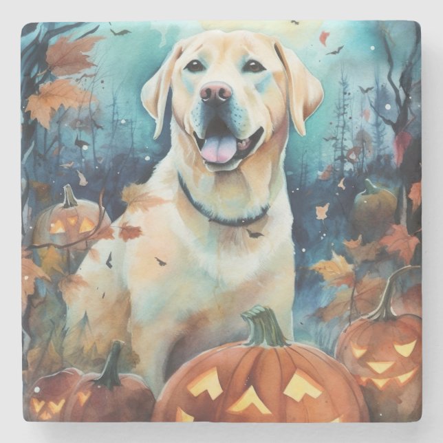 Halloween Labrador med pumpor Stenunderlägg (Framsidan)