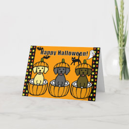 Halloween Labrador Puppies och Pumpkins Kort