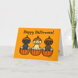 Halloween Labrador Puppies och Pumpkins Kort