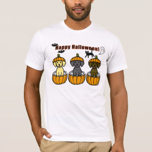 Halloween Labrador Puppies och Pumpkins Tee Shirt
