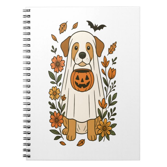 Halloween Labrador Retriever Flowers Anteckningsbok (Framsidan)