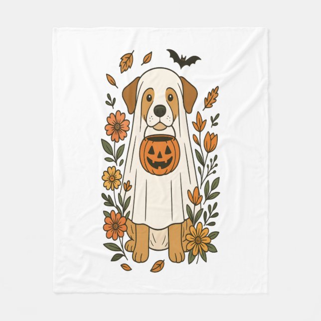 Halloween Labrador Retriever Flowers Fleecefilt (Framsidan)