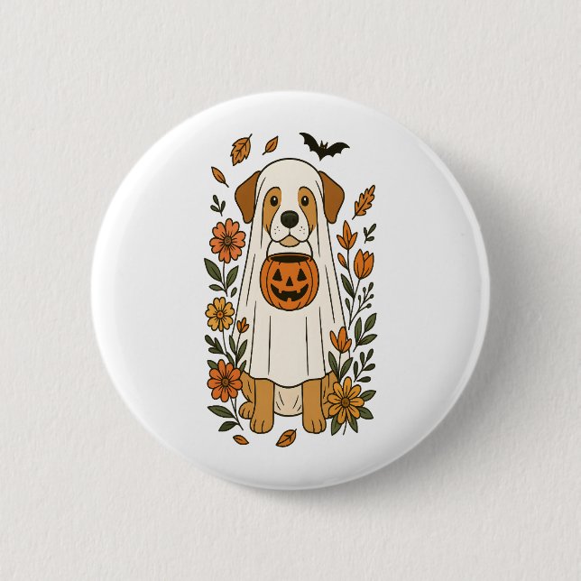 Halloween Labrador Retriever Flowers Knapp (Framsida)