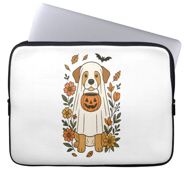 Halloween Labrador Retriever Flowers Laptop Fodral (Framsidan)