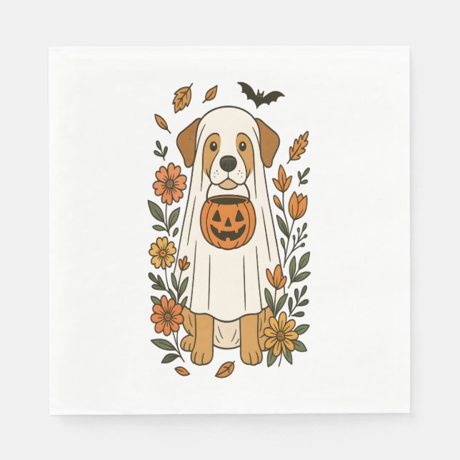 Halloween Labrador Retriever Flowers Pappersservett (Framsidan)