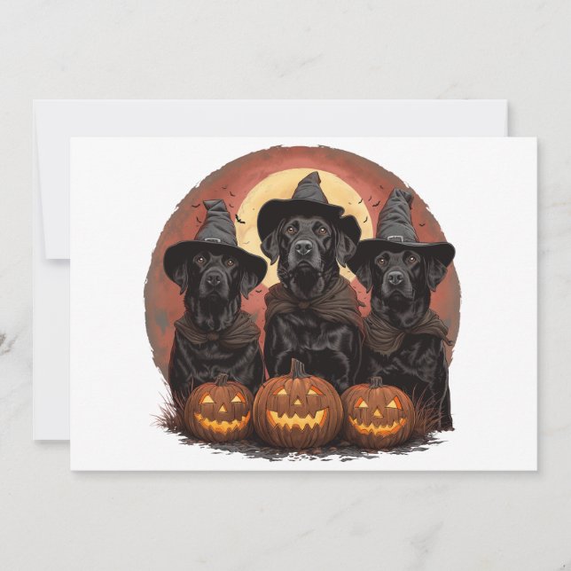 Halloween Labrador Retriever Hundar Witch Hats Inbjudningar (Framsida)
