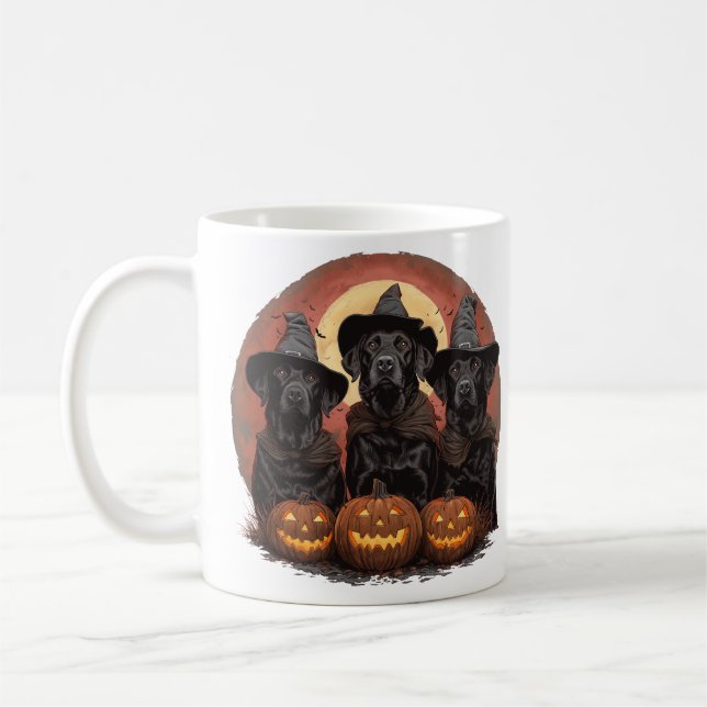 Halloween Labrador Retriever Hundar Witch Hats Kaffemugg (Vänster)