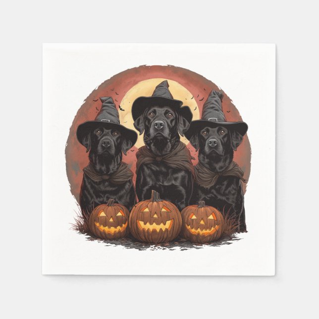 Halloween Labrador Retriever Hundar Witch Hats Pappersservett (Framsidan)