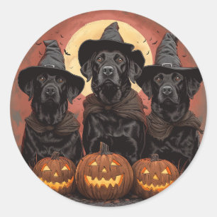 Halloween Labrador Retriever Hundar Witch Hats Runt Klistermärke