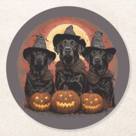 Halloween Labrador Retriever Hundar Witch Hats Underlägg Papper Rund
