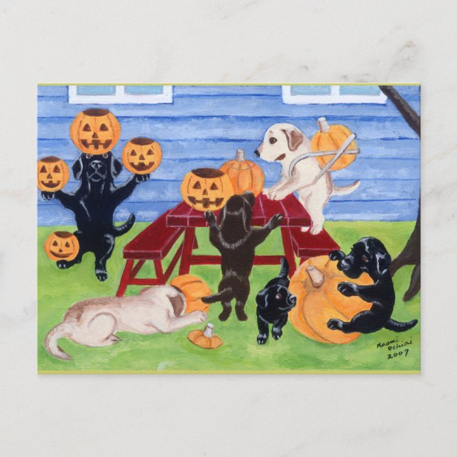 Halloween Labradors! Vykort (Framsida)
