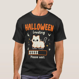 Halloween laddar vänligen vänta rolig svart katt  t shirt