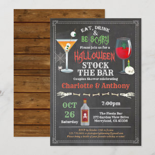 Halloween lagrar, duschchchalkboard i pub par inbjudningar