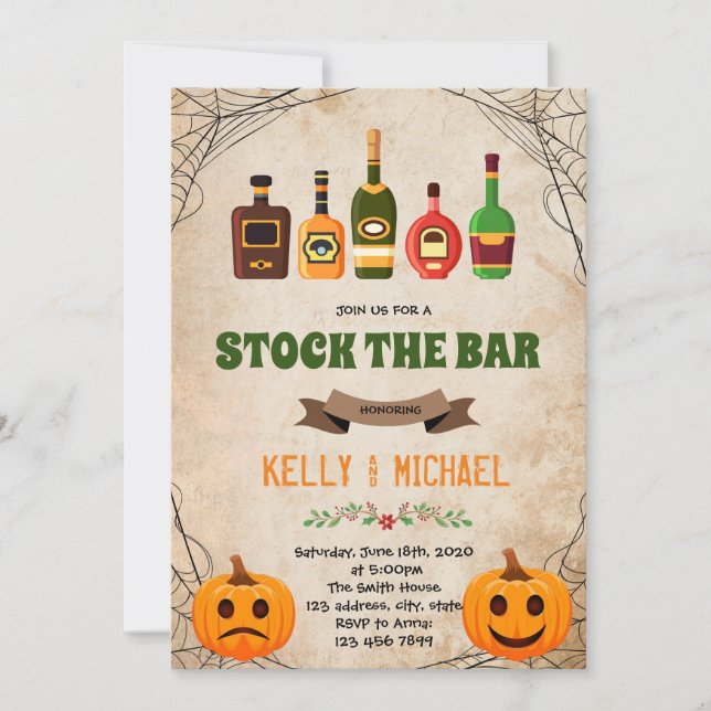 Halloween lagrar inbjudan till temat pub (Framsida)