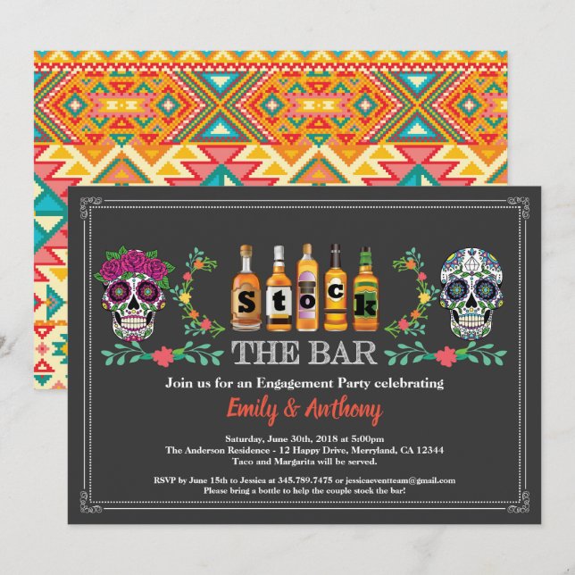 Halloween lagrar vid pub-förlovningsfesten inbjudningar (Fram/baksida)