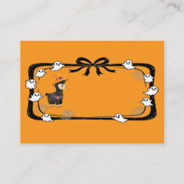 Halloween Lama som bär häxhatt Orange Placeringskort