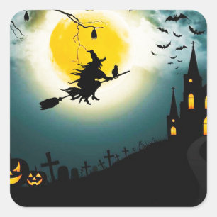 Halloween landskap fyrkantigt klistermärke