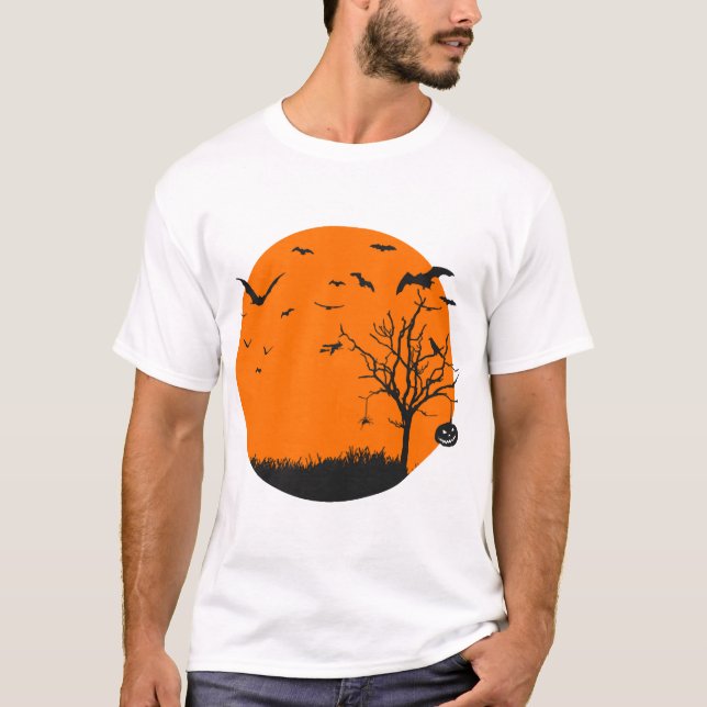 Halloween-landskap Halloween-design T Shirt (Framsida)