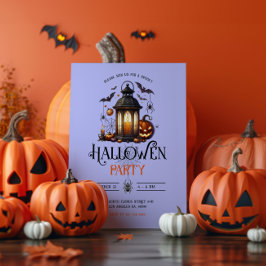 Halloween Lantern, Baths & Spider Party-inbjudan Inbjudningar