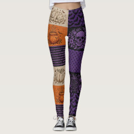 Halloween-lappteknik med häxa, vintage-pumpor och leggings