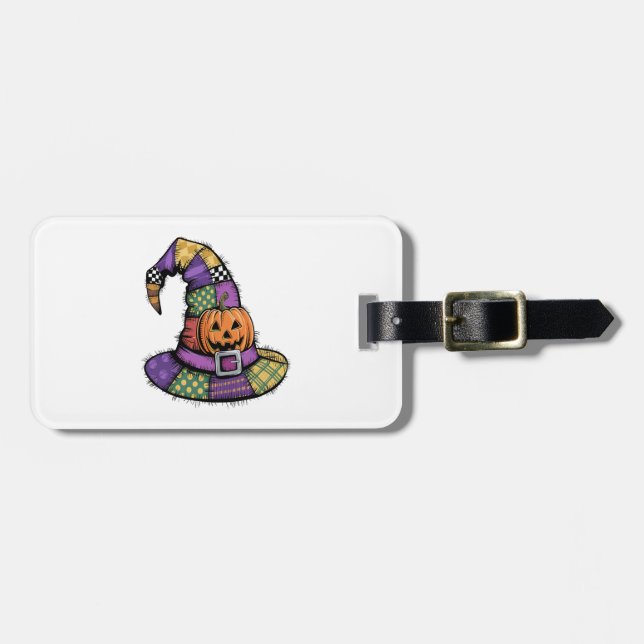 Halloween lappverks häxa hatt kuslig bagagebricka (Horisontell Framsida)