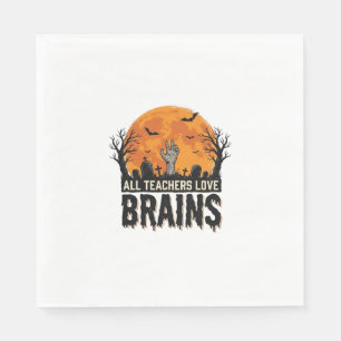 Halloween lärare hjärnor Vintage Vector Design_1 Pappersservett