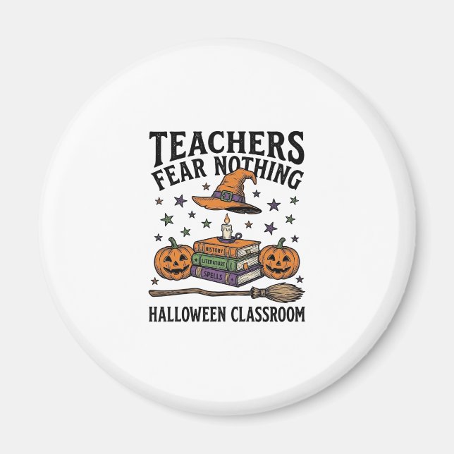 Halloween lärare skjorta med häxiga böcker_1 magnet (Framsidan)