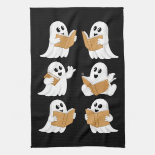 Halloween lärare spöke läser böcker bibliotekarie kökshandduk