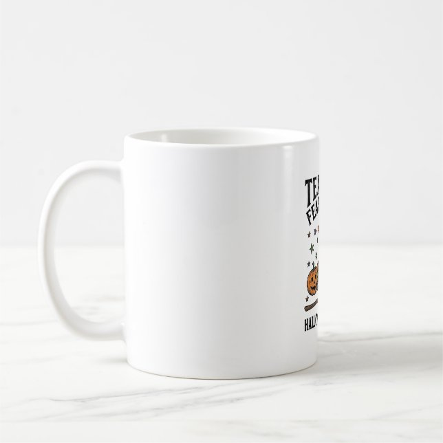 Halloween Lärare Tröja Med Häxiga Böcker_1 Kaffemugg (Vänster)