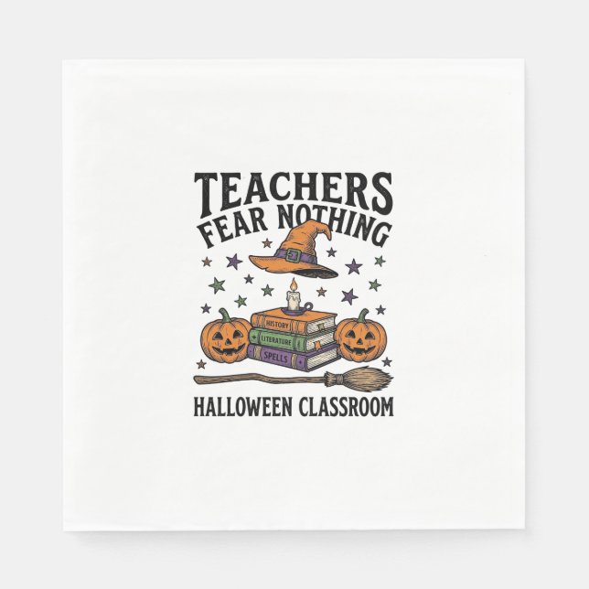 Halloween Lärare Tröja Med Häxiga Böcker_1 Pappersservett (Framsidan)
