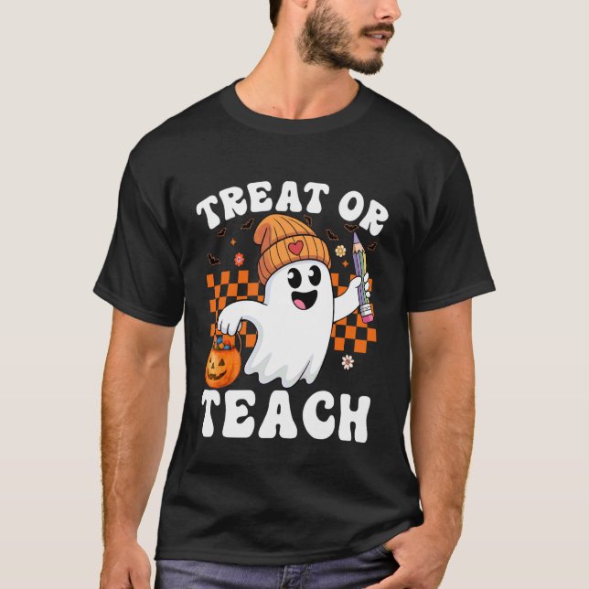 Halloween Lärare Tröja Rolig Trick Or Teach Spöke (Framsida)
