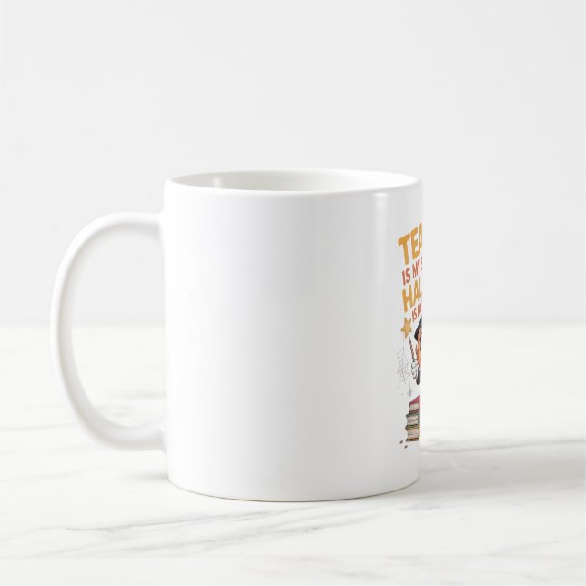 Halloween-lärarmugg – Superkraft & Fest Kaffemugg (Vänster)
