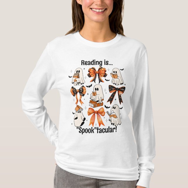 Halloween "Läser är "Spook'tacular" Spöken bows T Shirt (Framsida)