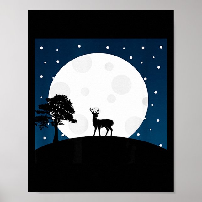 Halloween läskig present - hjort på månen - djuräl poster (Framsidan)