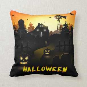Halloween läskig pumpaplats kudde