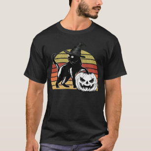 Halloween läskig svart katt häxa hatt pumpa JackOL T Shirt