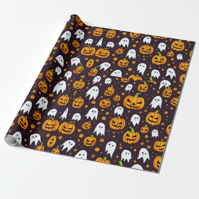 Halloween: Läskiga Leenden och Pumpa Vänner Presentpapper (Utrullad)