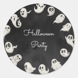 Halloween, läskskrämmande spöken party runt klistermärke