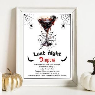 Halloween "Last Night Diaper" Baby Shower Game Poster