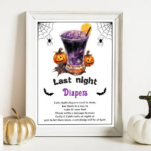 Halloween "Last Night Diaper" Baby Shower Game Poster